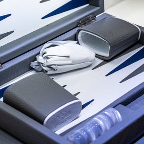 HECTOR SAXE Backgammon - GREY leather Buffalo SMALL