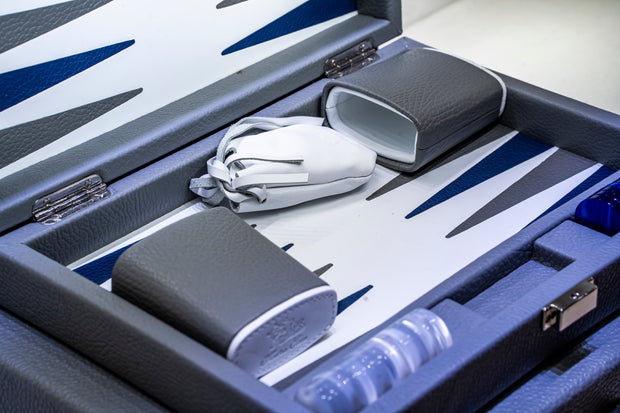 HECTOR SAXE Backgammon - GREY leather Buffalo SMALL