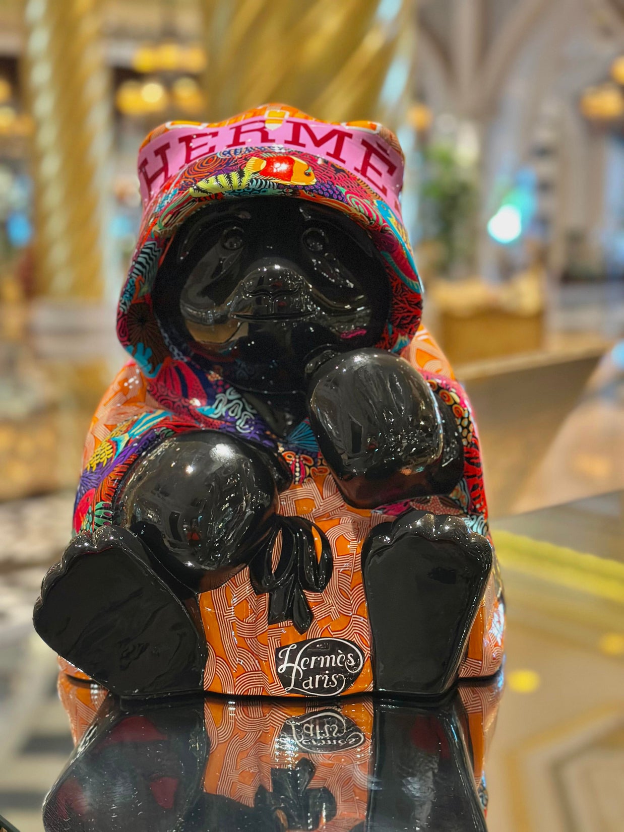 ARTNAOR - 40cm H Tribute Caped Bear - Pink/Orange