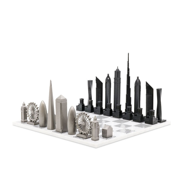 CITY CHESS - Stainless Steel Dubai VS London Edition - Marble Board
