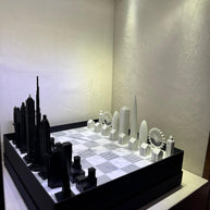 SKYLINE CITY CHESS - Acrylic Dubai VS London Edition - Marble Board