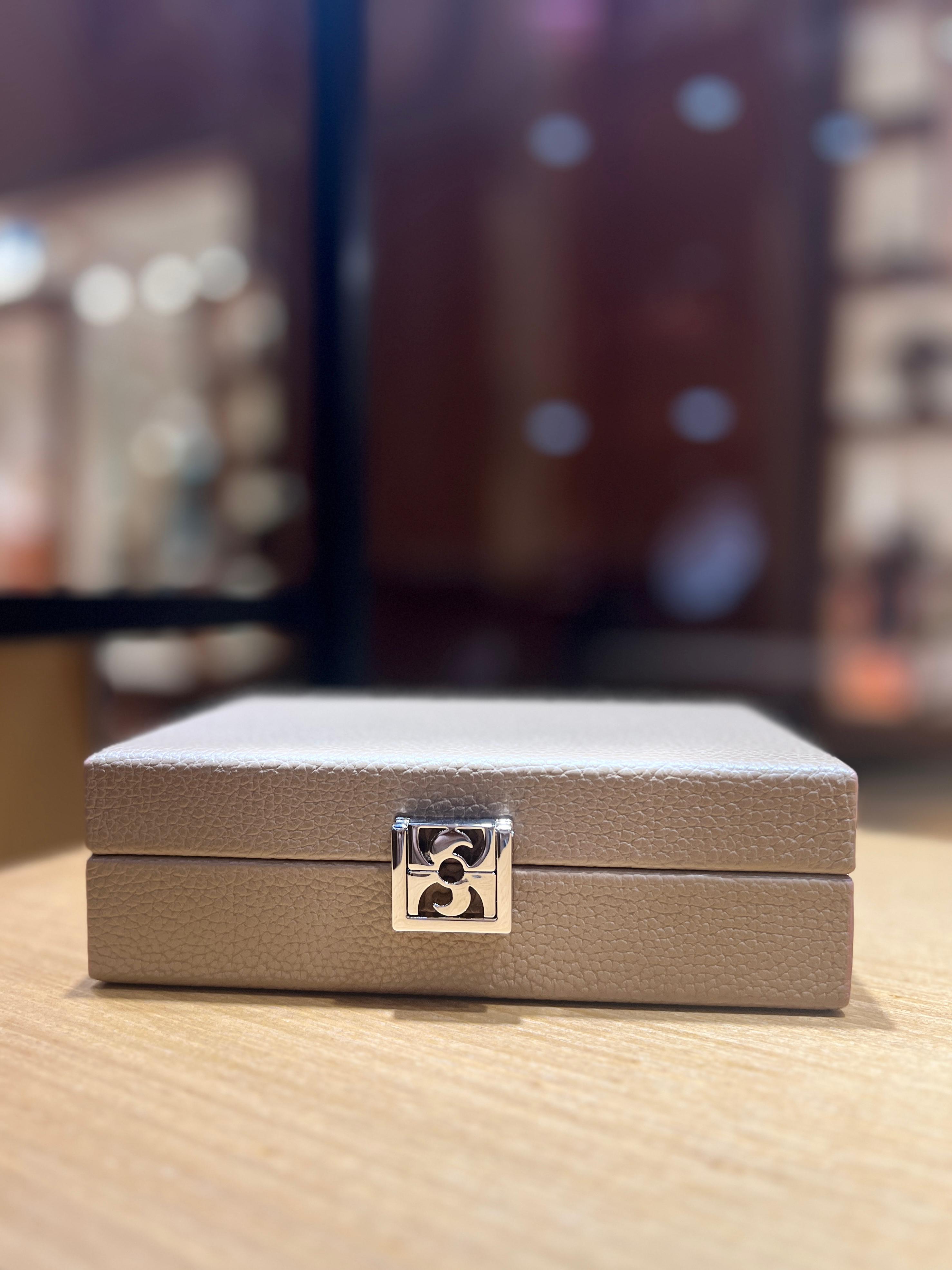 HECTOR SAXE Card Box - BEIGE Buffalo Leather