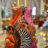 NAOR - 40cm H Tribute Caped Bear - Pink/Orange