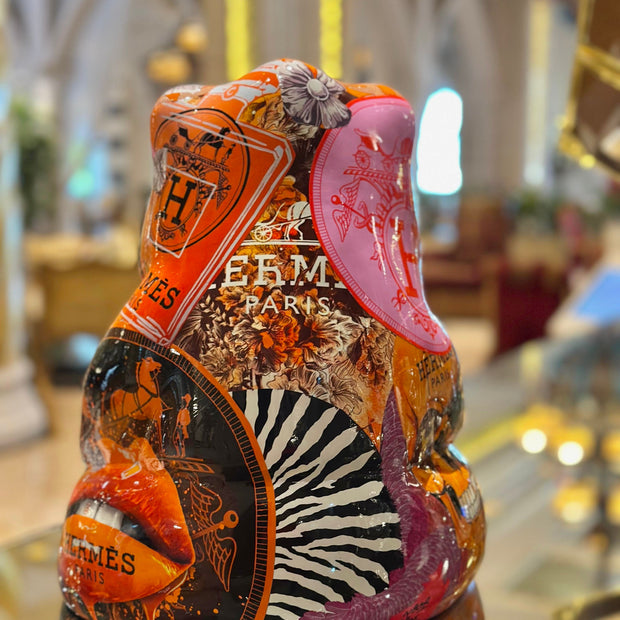 ARTNAOR - 40cm H Tribute Caped Bear - Pink/Orange