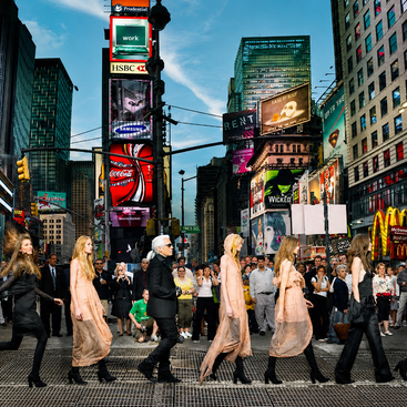 SIMON P - Karl Lagerfeld in Times Square, Editorial for Harper’s Bazaar 2006 NYC