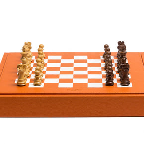 HECTOR SAXE Chess box - ORANGE leather Buffalo