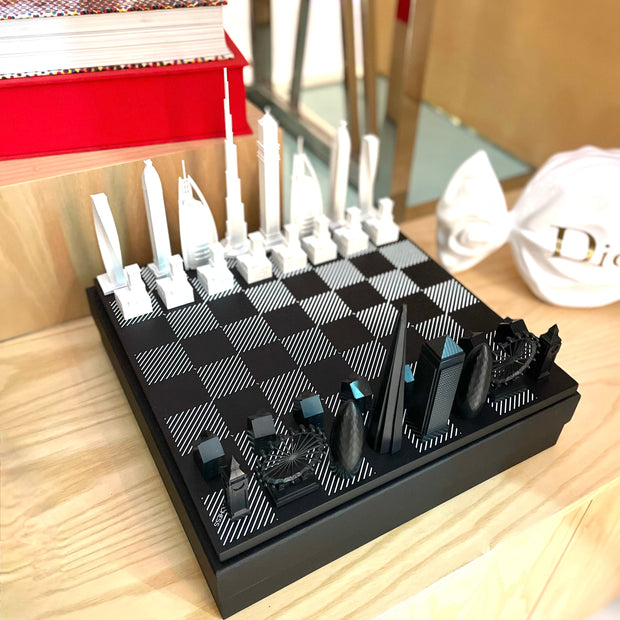 CITY CHESS - Acrylic London VS Dubai Edition - Wooden Board