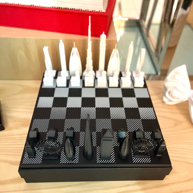 CITY CHESS - Acrylic London VS Dubai Edition - Wooden Board