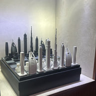 SKYLINE CITY CHESS - Acrylic Dubai Edition - Wooden Board