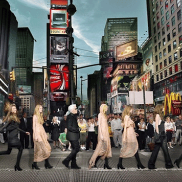 SIMON P - Karl Lagerfeld in Times Square, Editorial for Harper’s Bazaar 2006 NYC