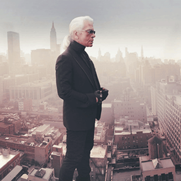 SIMON P - Portrait of Karl Lagerfeld, The Starrett Lehigh Building offices 2006 NYC