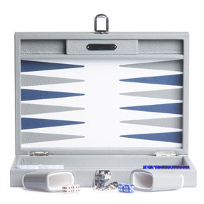 HECTOR SAXE Backgammon - GREY leather Buffalo SMALL