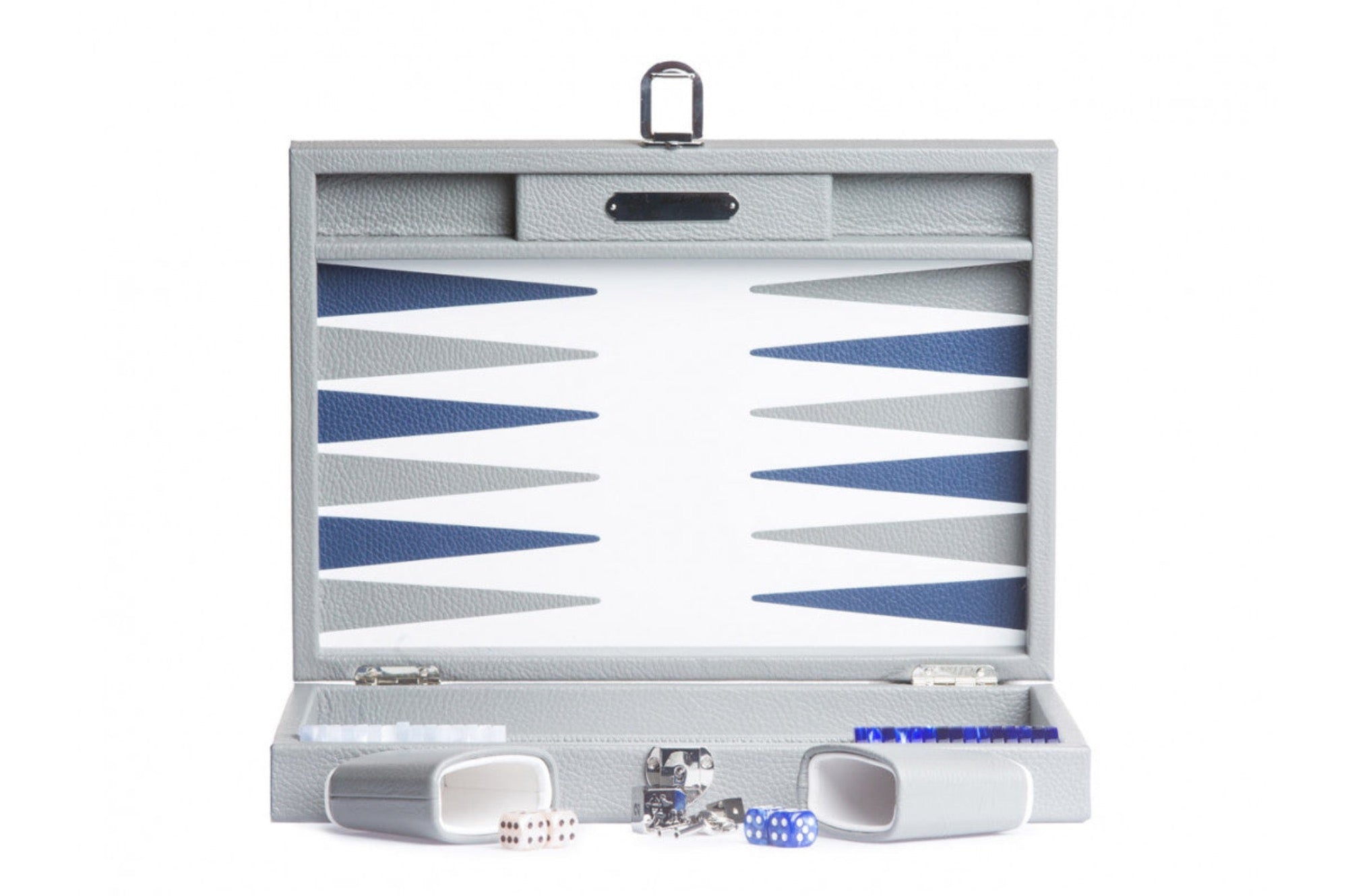 HECTOR SAXE Backgammon - GREY leather Buffalo SMALL