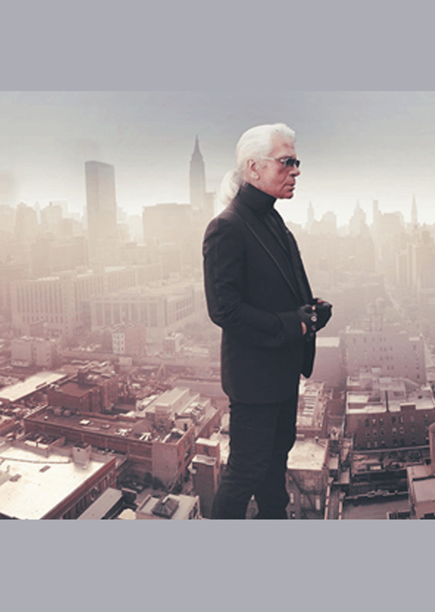 SIMON P - Portrait of Karl Lagerfeld, The Starrett Lehigh Building offices 2006 NYC