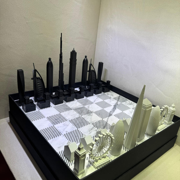 CITY CHESS - Acrylic Dubai VS London Edition - Marble Board