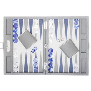 HECTOR SAXE Backgammon - GREY leather Buffalo SMALL