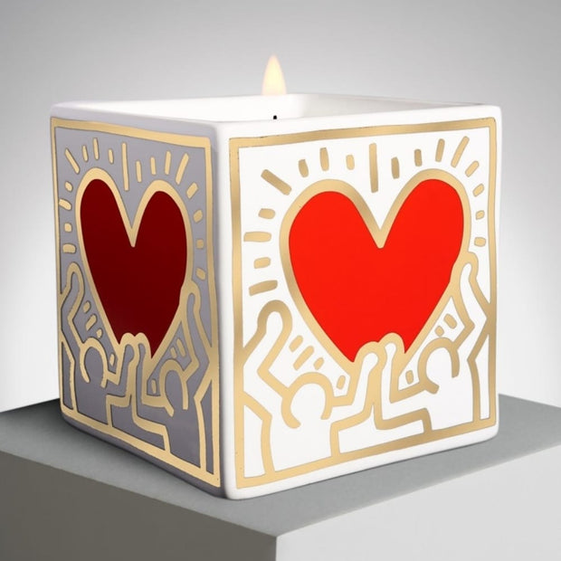 LIGNE BLANCHE - Keith Haring Square Running Heart Candle