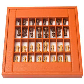 HECTOR SAXE Chess box - ORANGE leather Buffalo